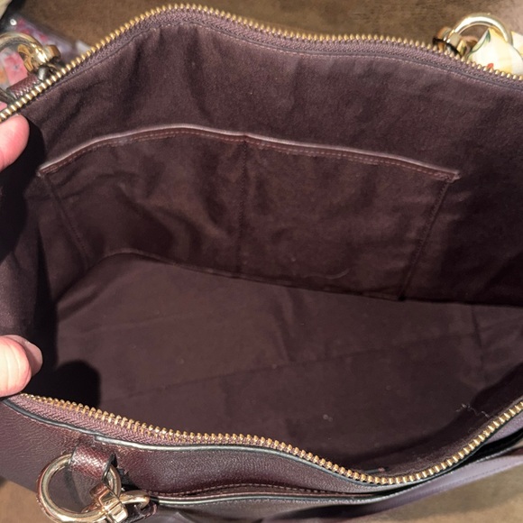 Coach Glittery Brown Leather Tote with Floral Scarf - Picture 14 of 15